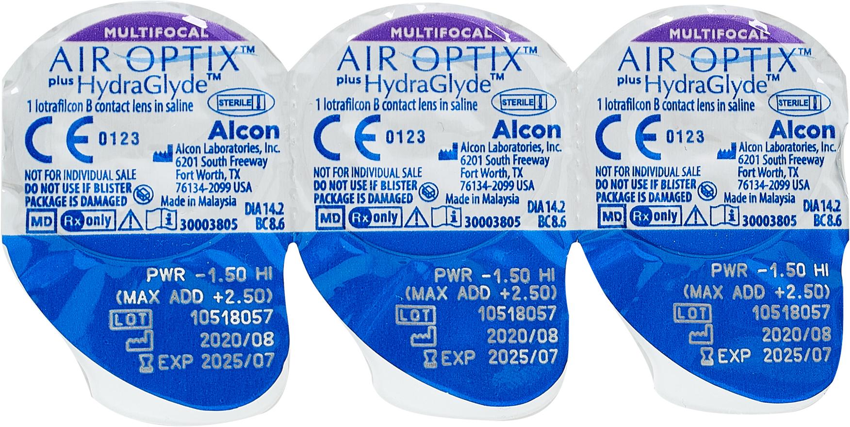 Air Optix Plus Hydraglyde Multifocal (3 линзы)